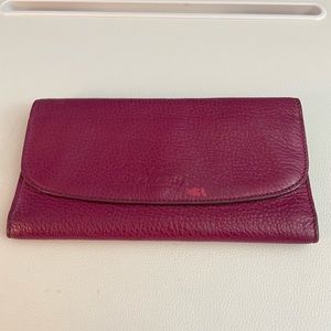 Coach pebble leather fold over slim wallet